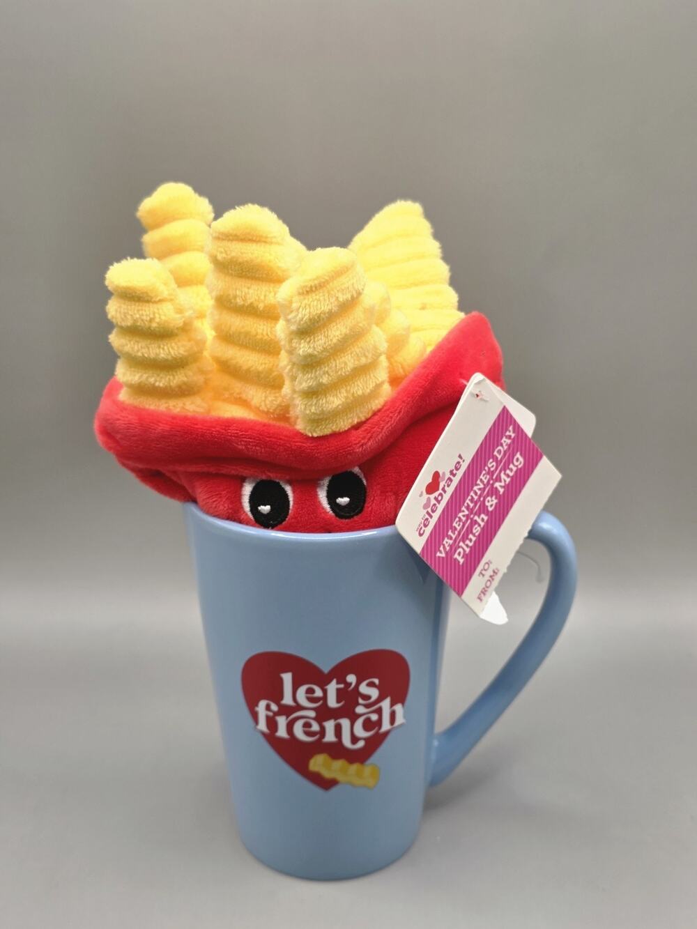 Way To Celebrate Lets French Fry Plush Mug Set Valentines Day Gift Red Blue